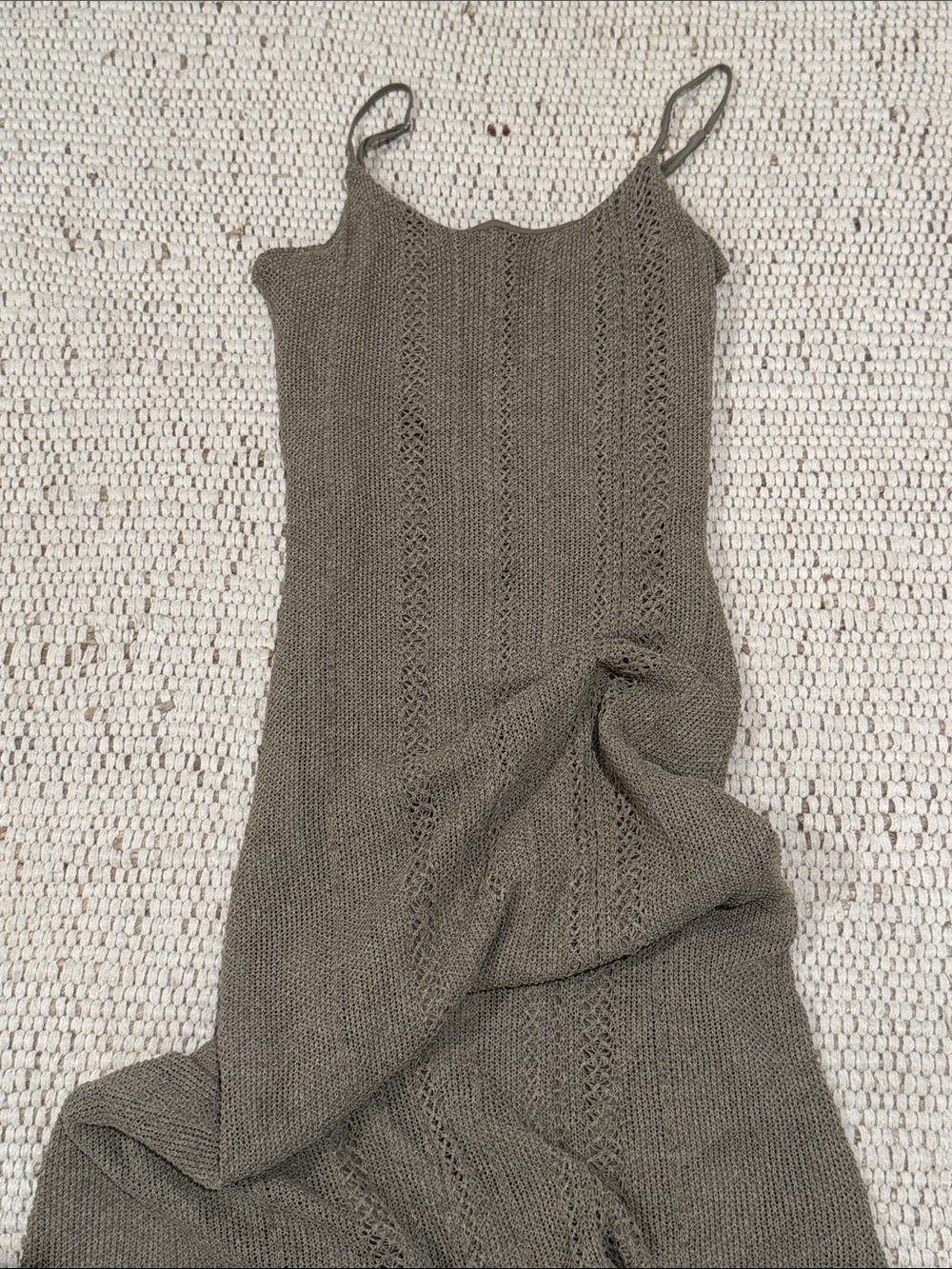 FAITHFULL Treillis crochet cotton blend Spaghetti Maxi Dress in Taupe - Picture 5 of 7